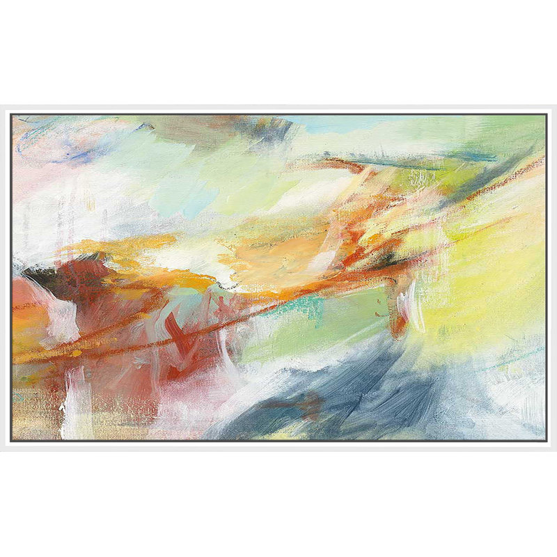 «Poss Possix III Crop» - peinture, Cadre flottant blanc, H 39,5 po x l 63,5 po x P 2 po