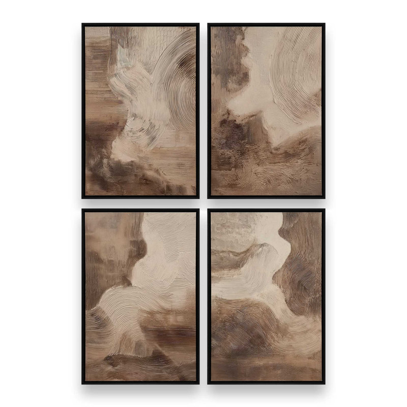 Ensemble de 4 impressions sur terre, Cadre flottant noir satiné, 30 po x 20 po
