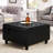 Large Square Storage Ottoman With Wooden Legs, Upholstered Button Tufted Coffee Table With Nail Trims-1020120609