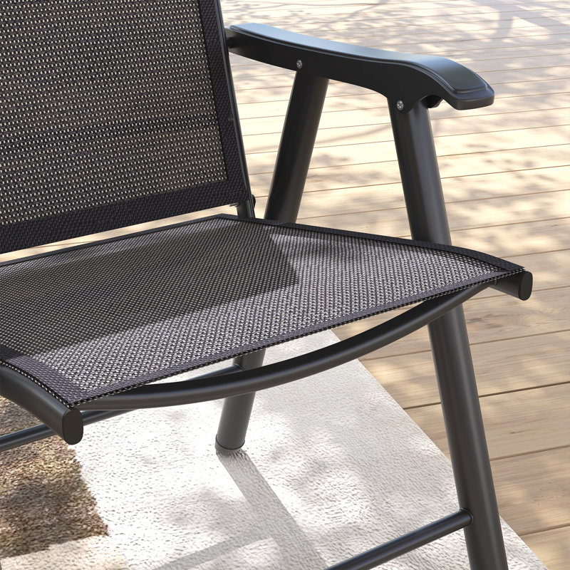 Texteline Fabric Patio Folding Chair Folding Chair Set, Charcoal Grey