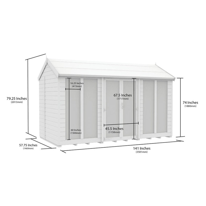 Apex Summer House (Full Height Window), 5ft x 12ft