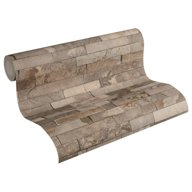 Rouleau de papier peint texturé Taloga, Beige / brun