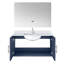 Meuble-lavabo bleu marine 36 po X 22 avec comptoir en marbre de culture, robinet et miroir à DEL-1675390346