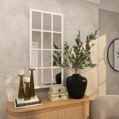 Miroir mural en bois blanc