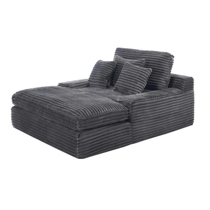 Canapé-lit simple l 53,54 po, Velours côtelé gris