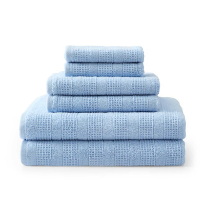 Martha Stewart Bedford Cottage Solid Cotton 6 Piece Towel Set In Blue