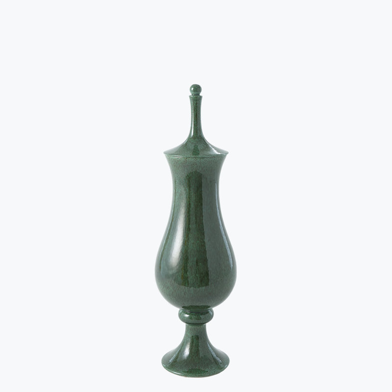 Handmade Ceramic Jar, Emerald, 28" H x 7.5" W x 7.5" D