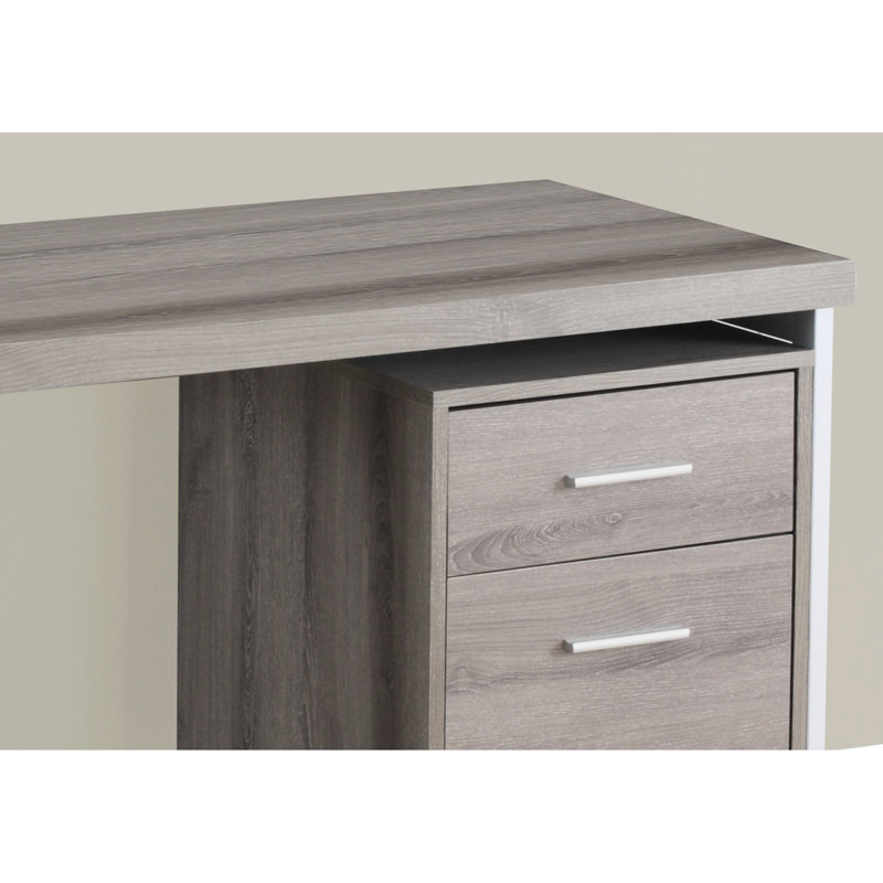 Bureau d'écriture pour bureau à domicile: l 48 po, stratifié brun, métal gris, bureau de travail élégant pour ordinateur portable 48 po, métal contemporain et rangement