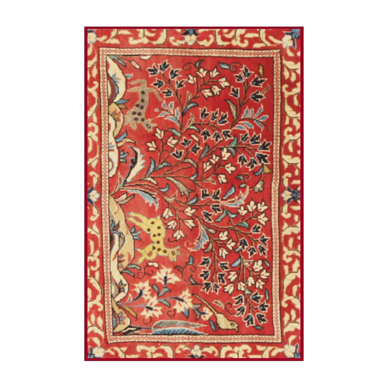 Tapis beige/noir/rouge traditionnel Shadowbrook, Rectangle 5 pi x 7 pi