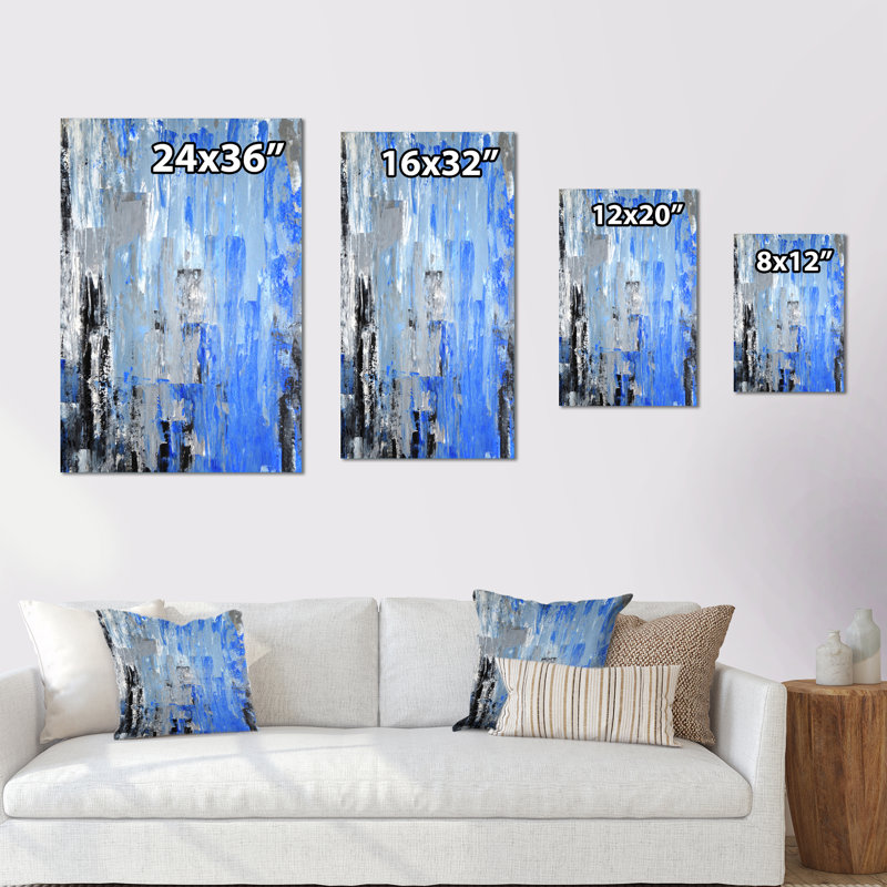Art moderne gris et bleu II 2PT47745, H 20 po x l 12 po x P 1 po