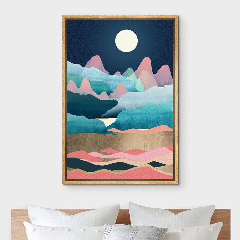 Soleil, chaîne de montagnes, paysage abstrait, illustrations, moderne, rustique, Naturel, H 24 po x l 16 po