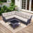 Wicker 6 - Person Modular Patio Conversation Sets with Cushions