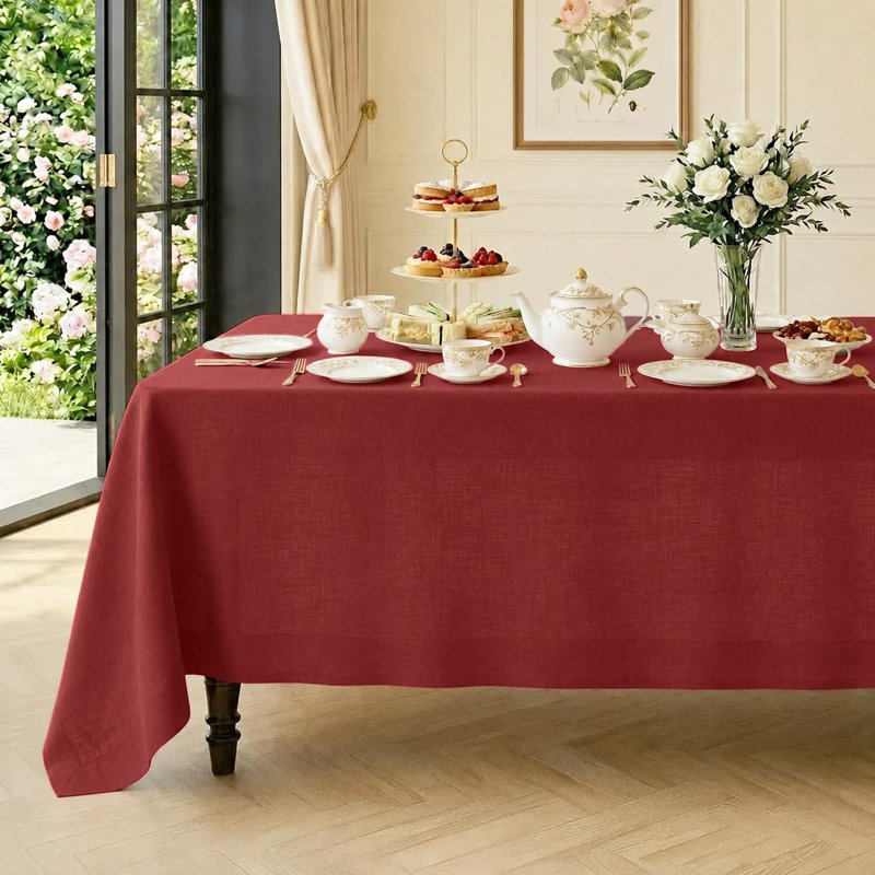 Nappe 100% lin Classic, 108" L, Bright Red