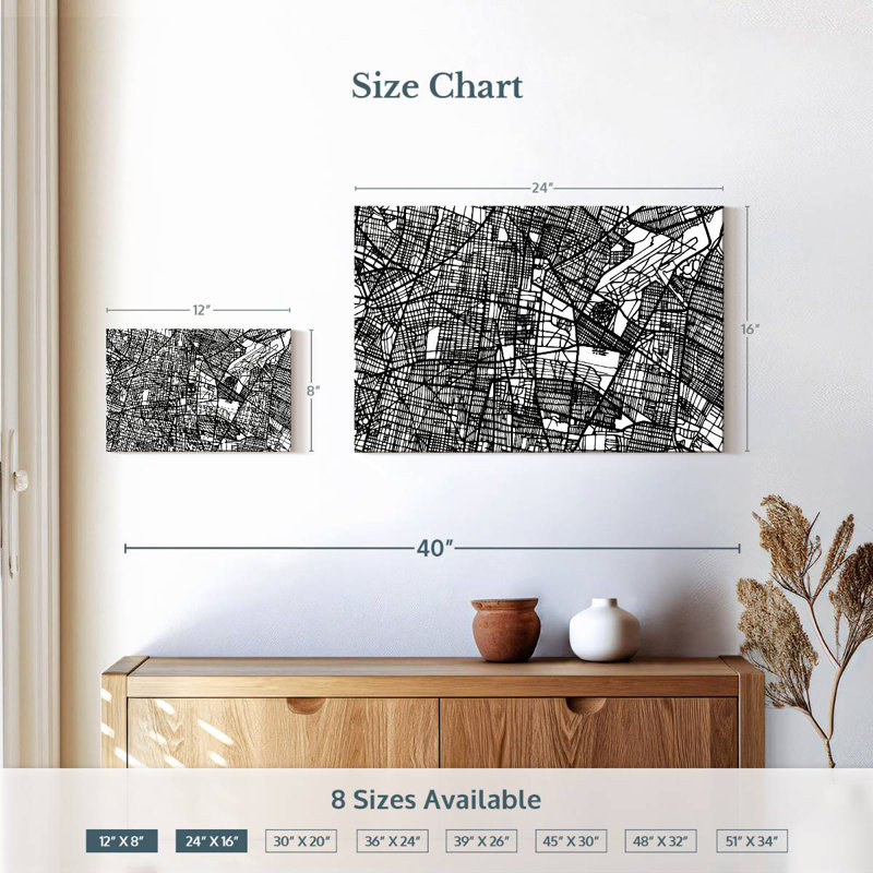 Aliaz Mexico City Map, 16" H x 24" W