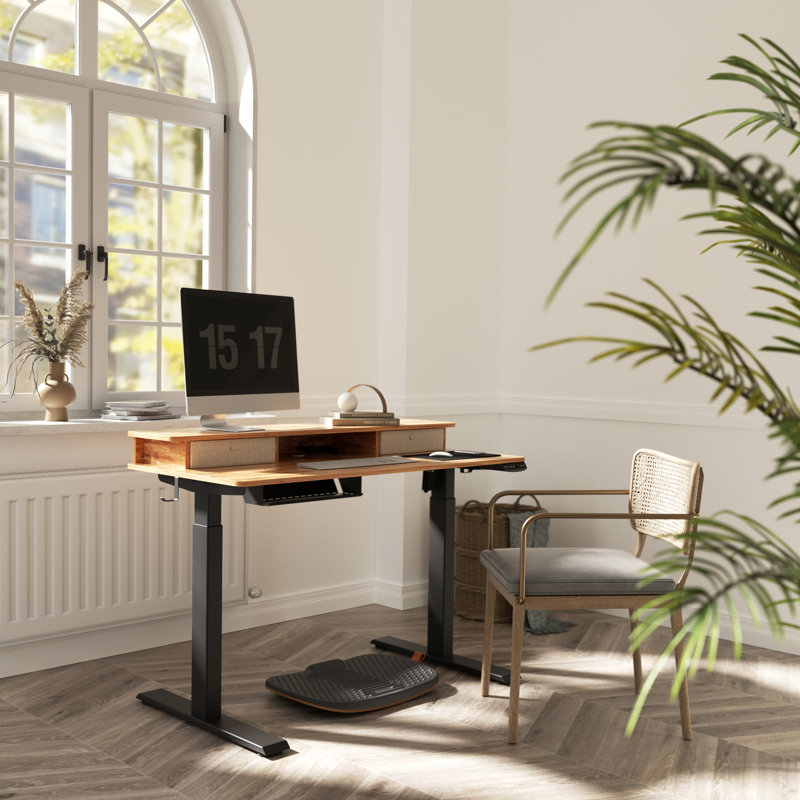 Bureau debout à hauteur ajustable Ianthia, Rustique clair / noir