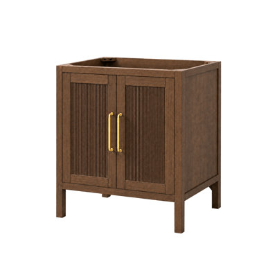Kellian Rich Walnut Wood Grain Finish 30 in. W x 21 in. D Single Sink Freestanding Bathroom Vanity  Base