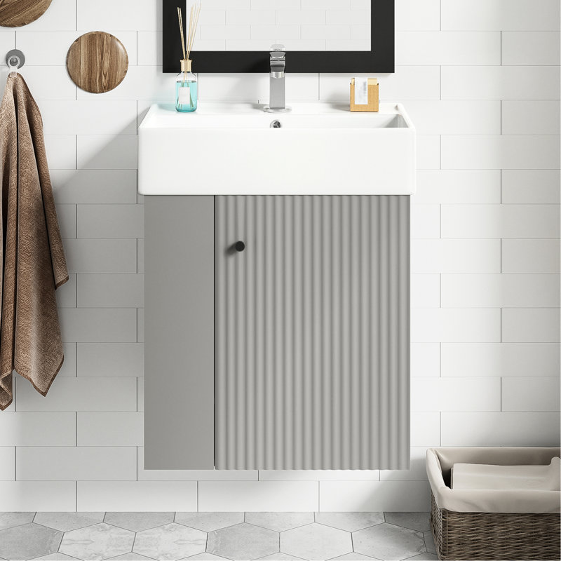 Meuble-lavabo flottant 21,6 po Modern, Gris