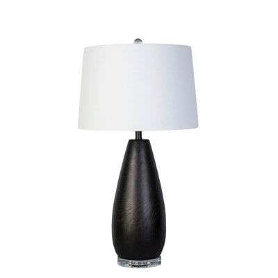Obsidian Drift - 30" x 16" - Concrete & Crystal Table Lamp