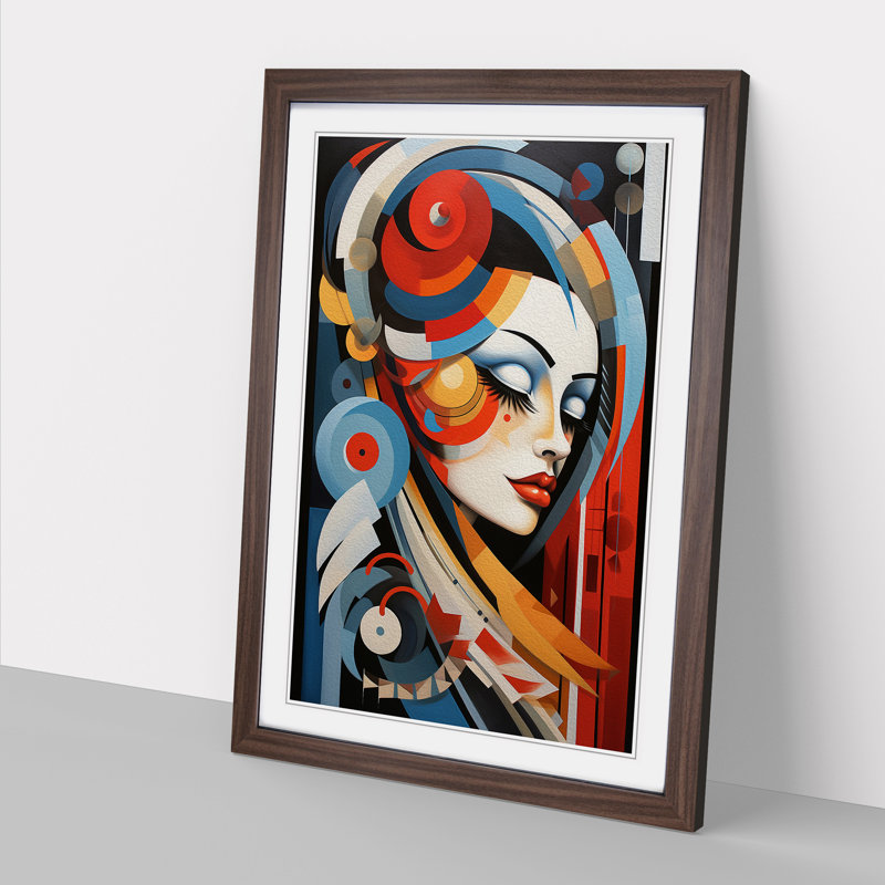 Feather Constructivism - Framed Print, Walnut, 64cm H x 46cm W x 2cm D
