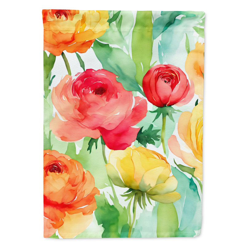 Renoncule dans un drapeau de jardin à l'aquarelle