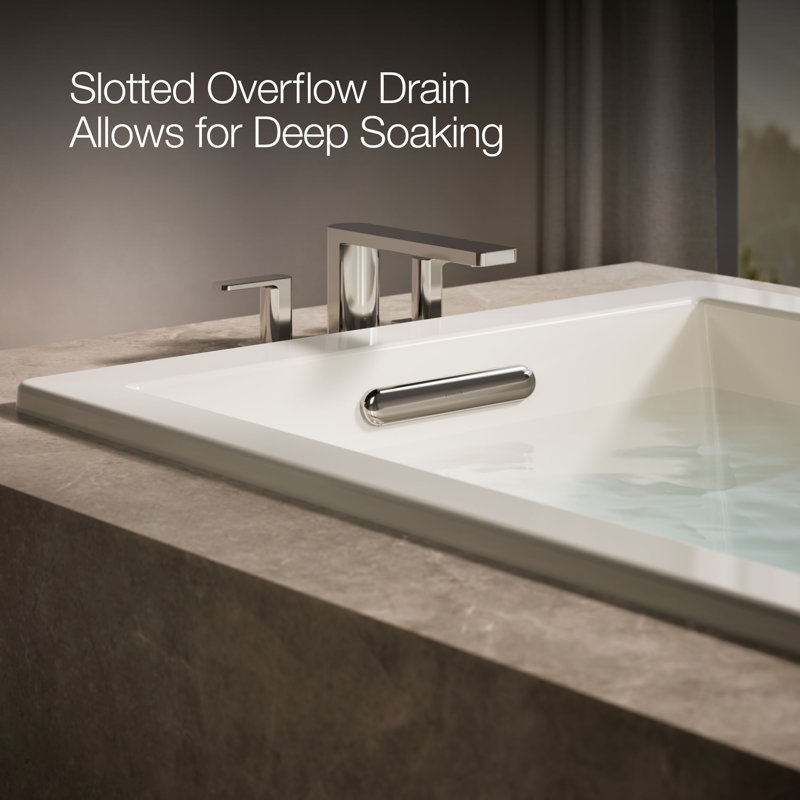 Underscore® 66" x 36" Soaking Bathtub, Biscuit, Center, No