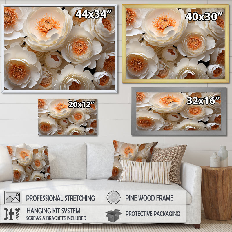 Ranunculus Radiance Treasure II, H 34 po x l 44 po x P 1,5 po, Cadre flottant doré