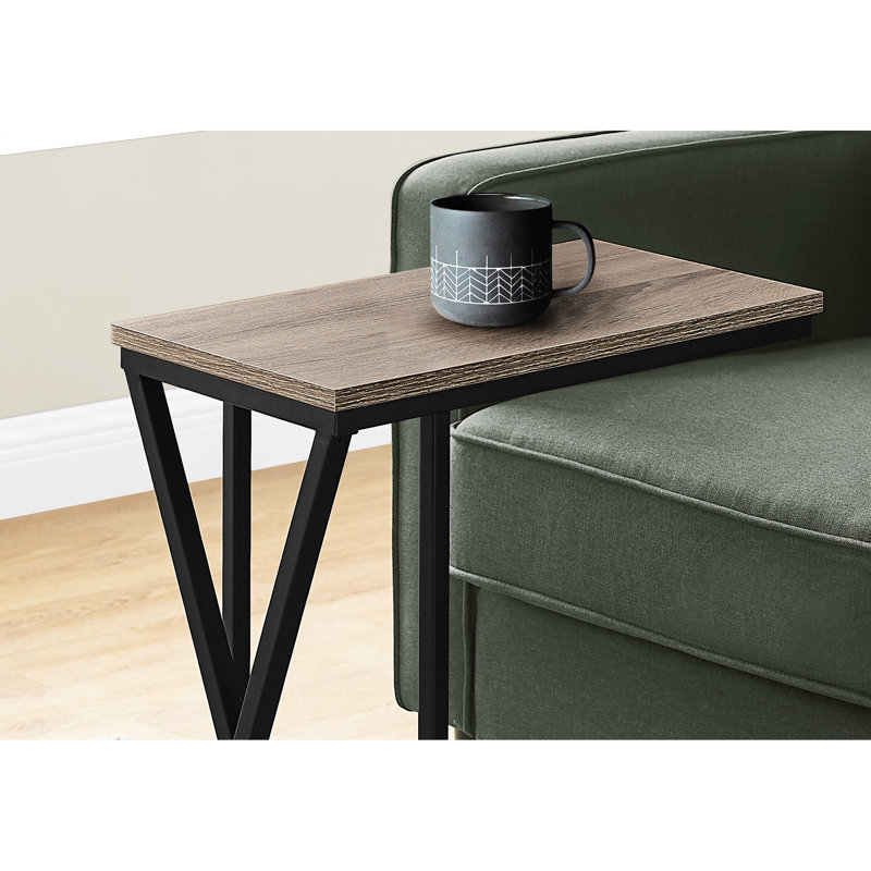 Table d'appoint pour chambre à coucher - Stratifié taupe et métal pour les espaces de style sombre