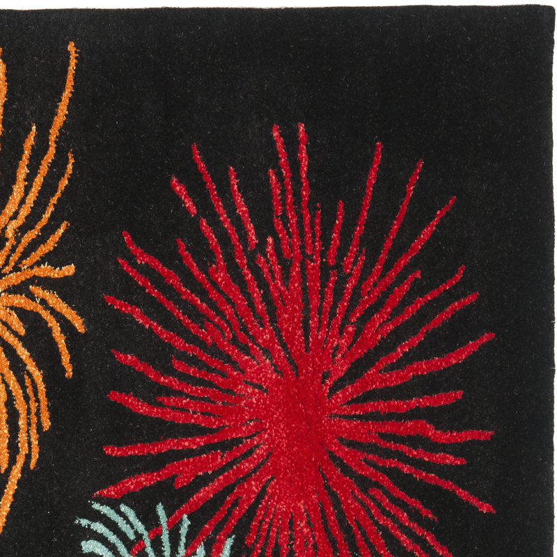 Candelo Soho Hand Tufted Wool And Viscose Floral Rug, Rectangle 2' x 3'
