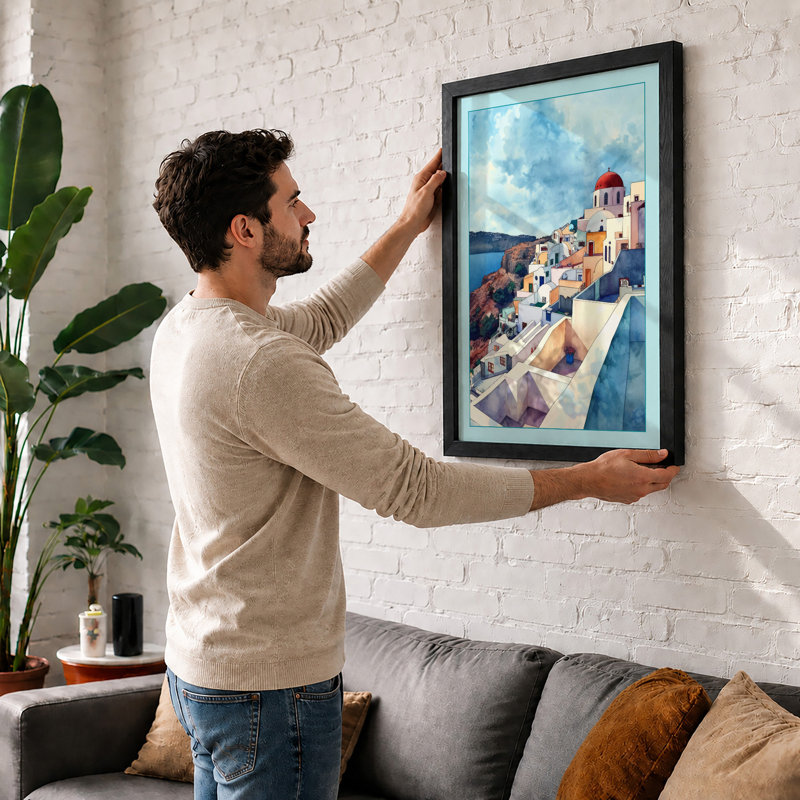 Mediterranean Clifftop Coastal - Framed Print, Unframed, A3 - 42.0 x 29.7 cm