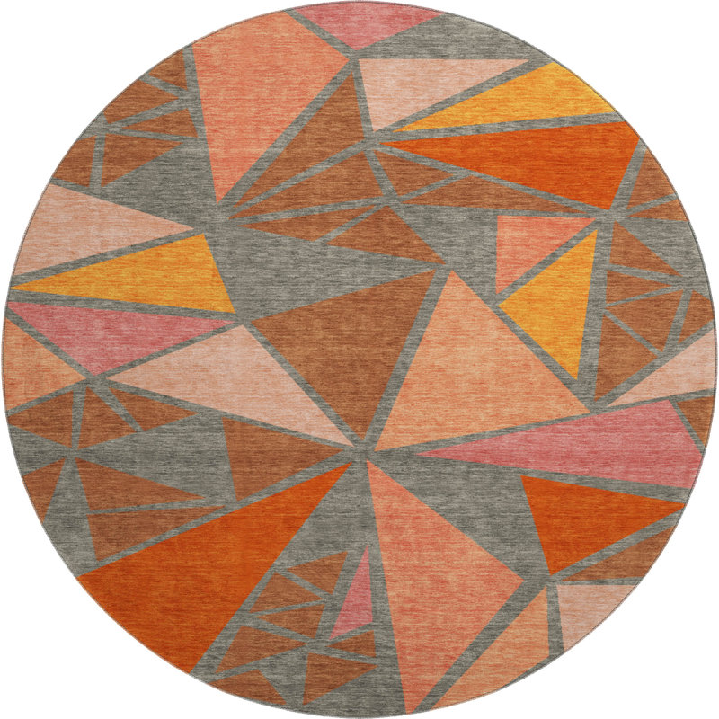 Premium Machine Washable Ketterer AMF1039 Geometric Rug, Round 8'
