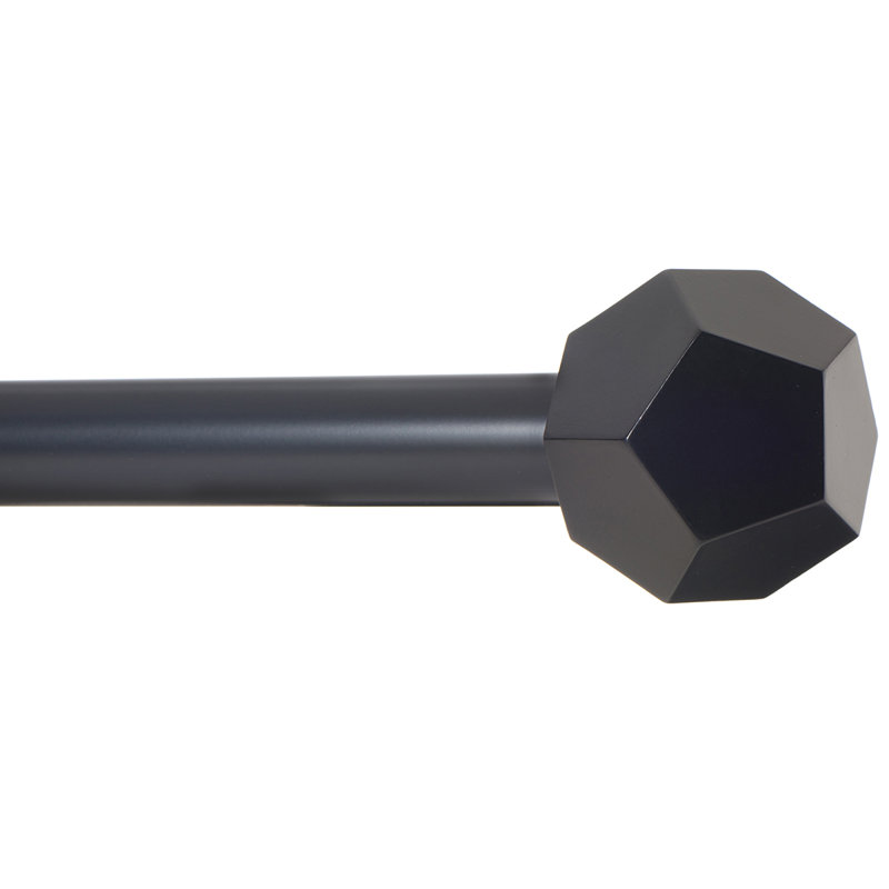  Tringle à rideaux pour fenêtre Drapery Traitement - Mât hexagonal à facettes de 1 pouce. 120 à 240 pouces noir, Noir