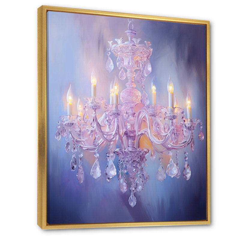 Lazarro " Chandelier Ethereal Glow I ", Gold Floater Framed, 44" H x 34" W x 1.5" D