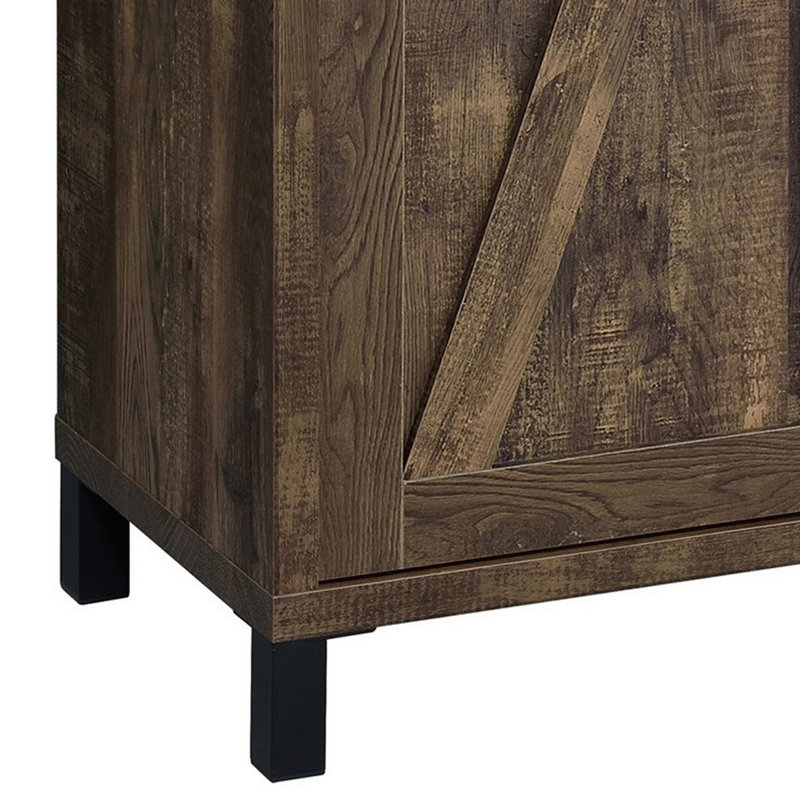 Bar 42 po avec porte coulissante simple, deux tablettes ouvertes, noir