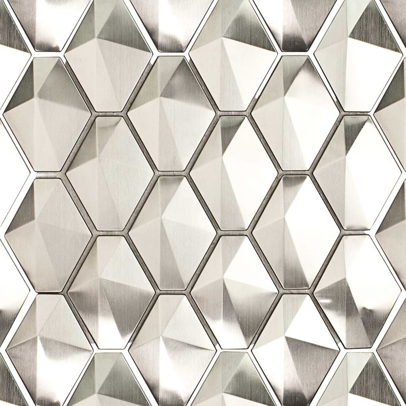Terrapin 2x3 Geometric Polished Metal Mosaic Tile