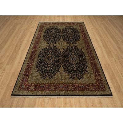 5'11" x 8'10" New Hand Knotted Black Wool Rectangle Oriental Rug - MOA10291421