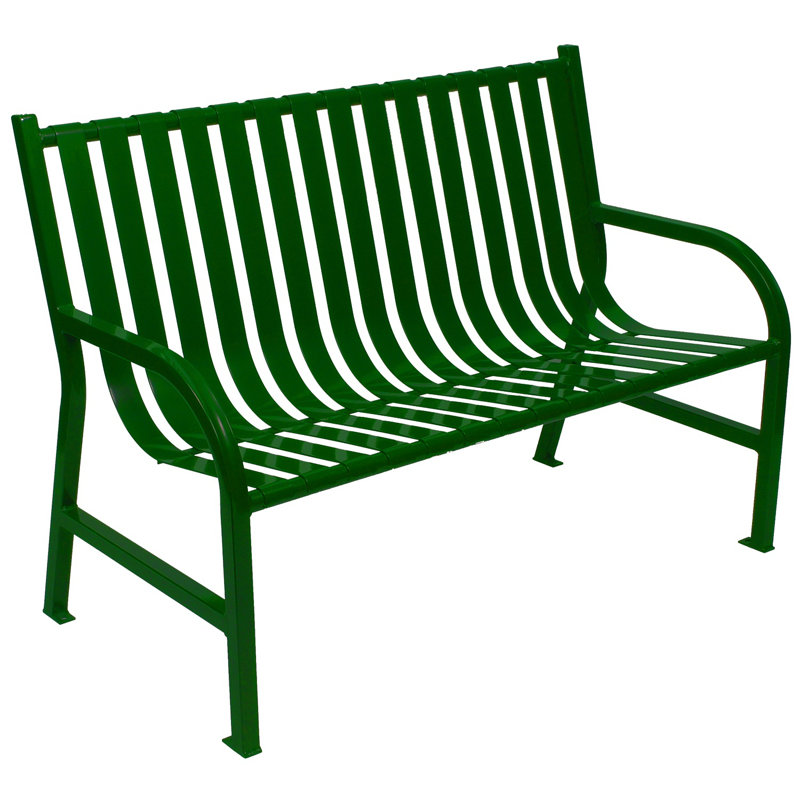 Banc de jardin à lattes en métal, Vert, 5 pi, Non