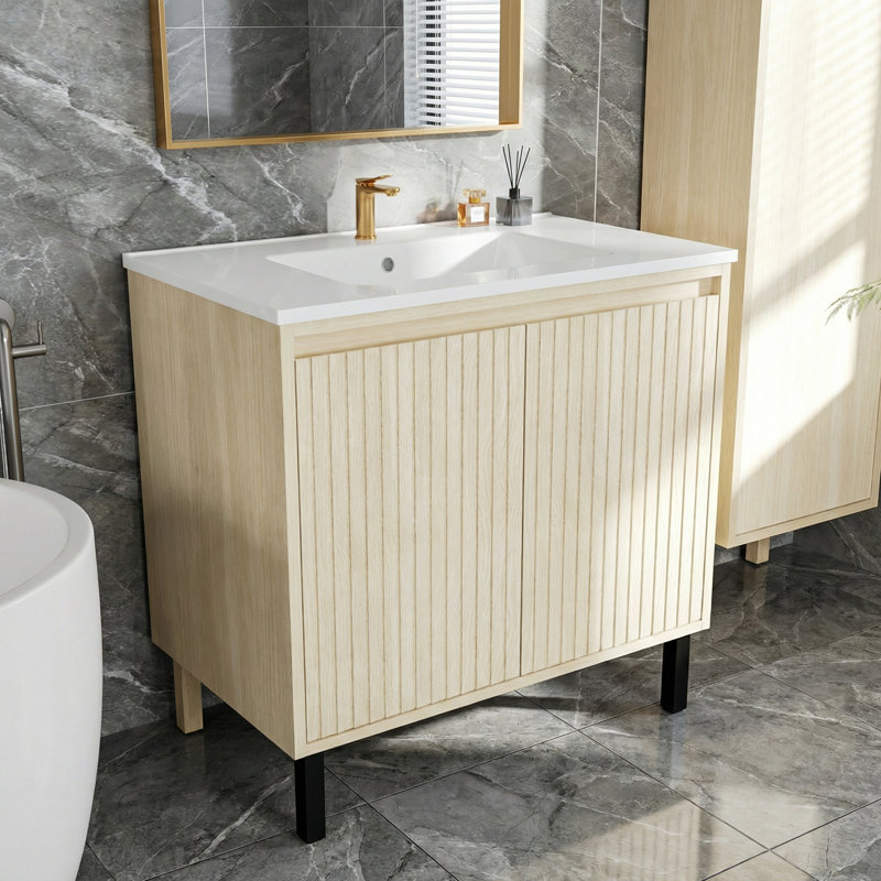 Meuble-lavabo de 30 pouces (lavabo non inclus) beige, chêne clair, Chêne clair