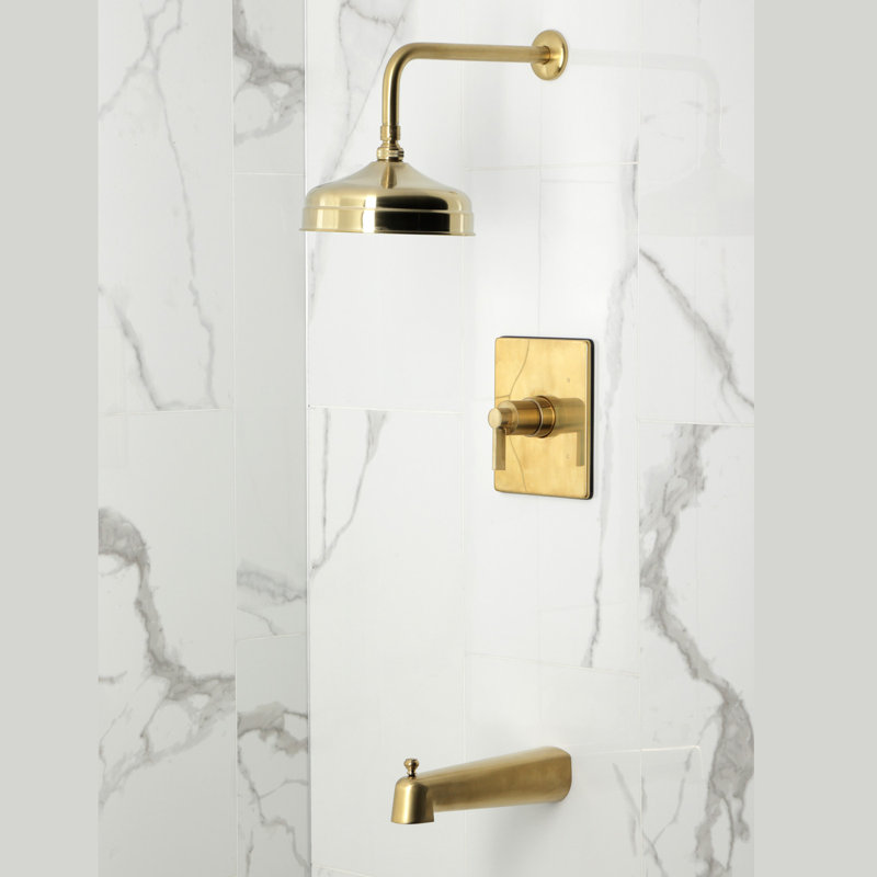 Kingston Brass Nuvofusion Single-Handle Pressure Balanced Tub And Shower Faucet, Brushed Brass