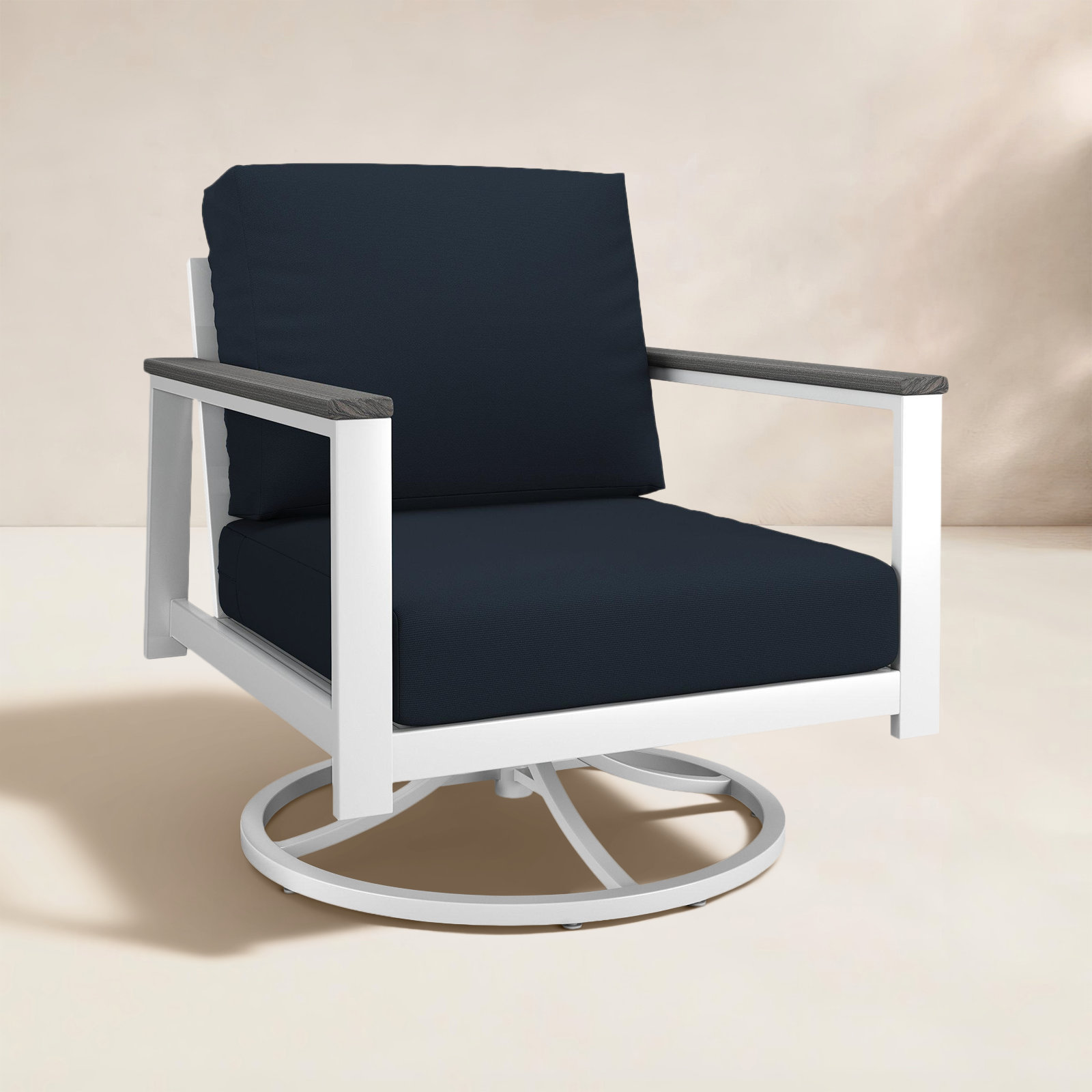 Townsend Sunbrella® Patio Lounge Chair, Gray, Canvas Navy