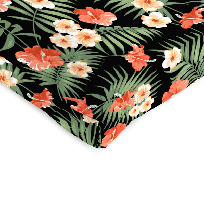 21" x 43" Outdoor Chair Cushion with Ties and Loop, Black Floral