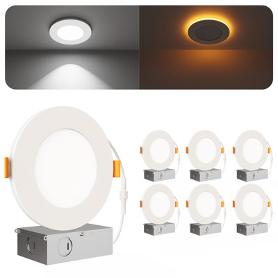 Éclairage encastré à DEL à intensité variable de 6 po à intensité variable réglable de 6 CCT avec éclairage de nuit intégré IC (paquet de 6)