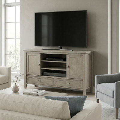 Meuble télé haut en bois massif 47 po Warm Shaker