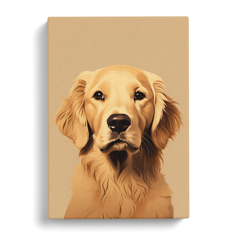 Golden Retriever Minimalism No.2 - Wrapped Canvas, 76cm H x 50cm W x 3cm D
