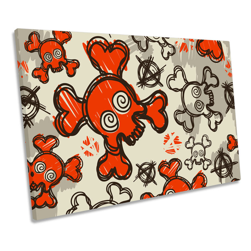 Urban Skull Graffiti - Wrapped Canvas Art Prints, 30.5cm H x 45.7cm W x 2cm D
