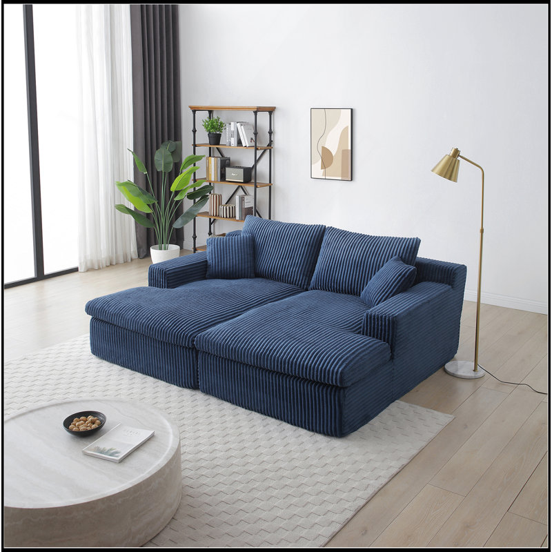 Chaise longue modulaire surdimensionnée de 87 po avec canapé-lit moelleux en nuage, aucun assemblage requis, causeuse moelleuse moderne