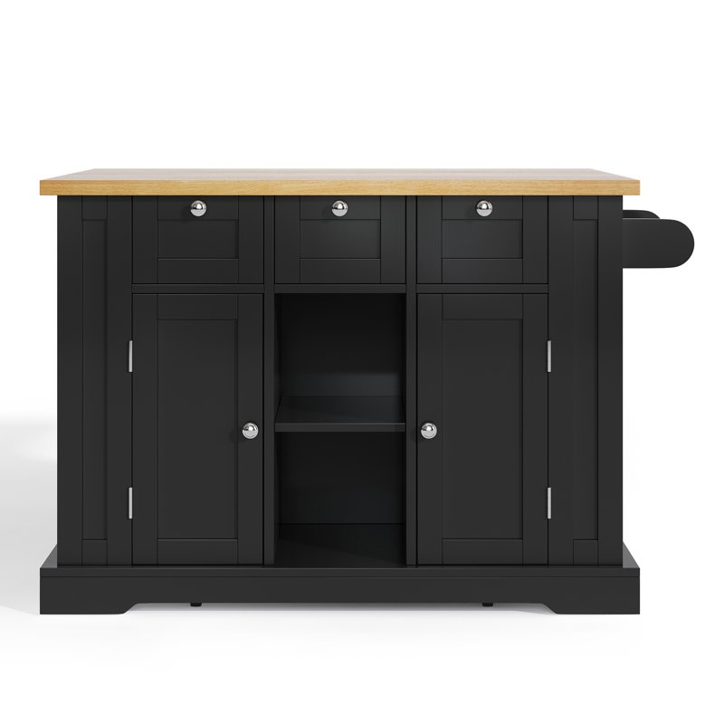 Wood Kitchen Island, Black