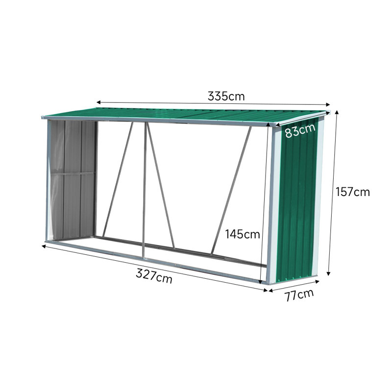 327cm W x 77cm D Metal Log Store