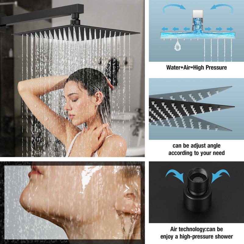 12 in.shower faucet, Matte Black