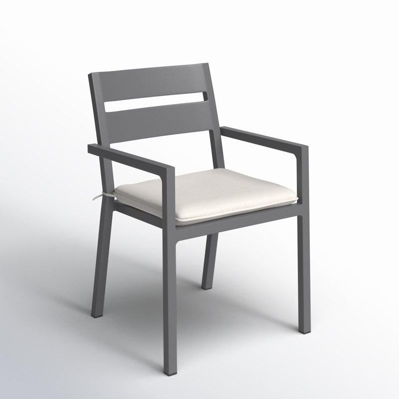 Pacifica Dining Arm Chair - White - Canvas Flax, Canvas Natural Sunbrella® Canvas, Slate