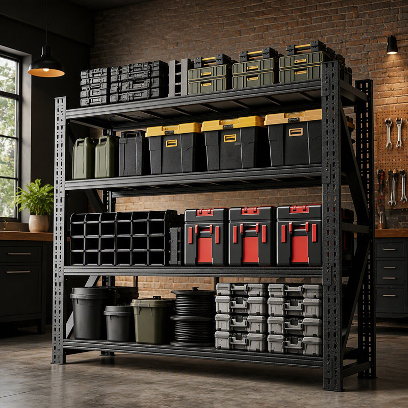 Étagère de garage très résistante, 6000 lb, très grandes tablettes réglables en métal (H 69 po x l 75 po x P 23,7 po)